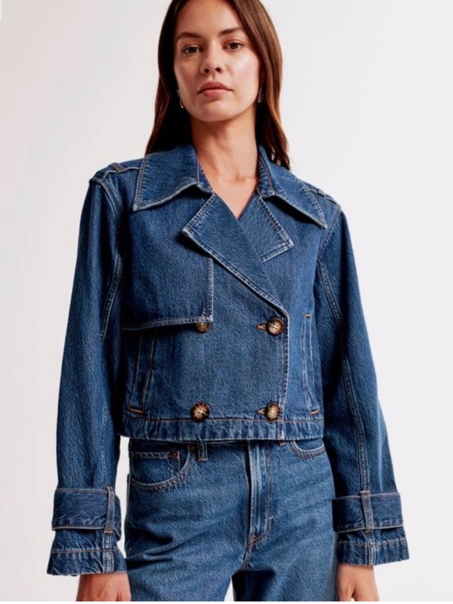 Abercrombie & Fitch Blue Denim Trench Coat